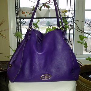 Coach, Large, Purple, Embossed Leather Tote